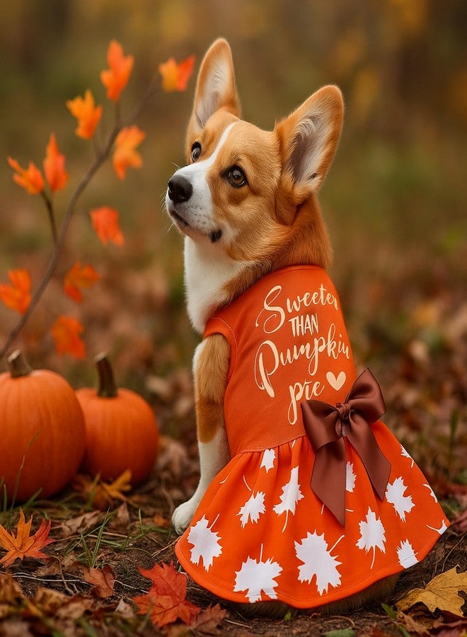 Abbylike 3 Pcs Seasonal Dog Outfits Christmas Halloween Thanksgiving Pet Costume Cotton Holiday Puppy Dress Lightweight Pet Apparel with Bowknot for Large Medium Cat Clothing, Small - Image 4